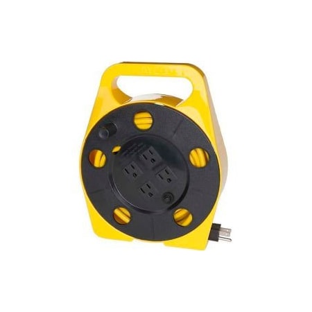 Bayco Bayco Quad Plug Cord Reel SL-755, 16/3 GA, 25'L Cord, Yellow SL-755
